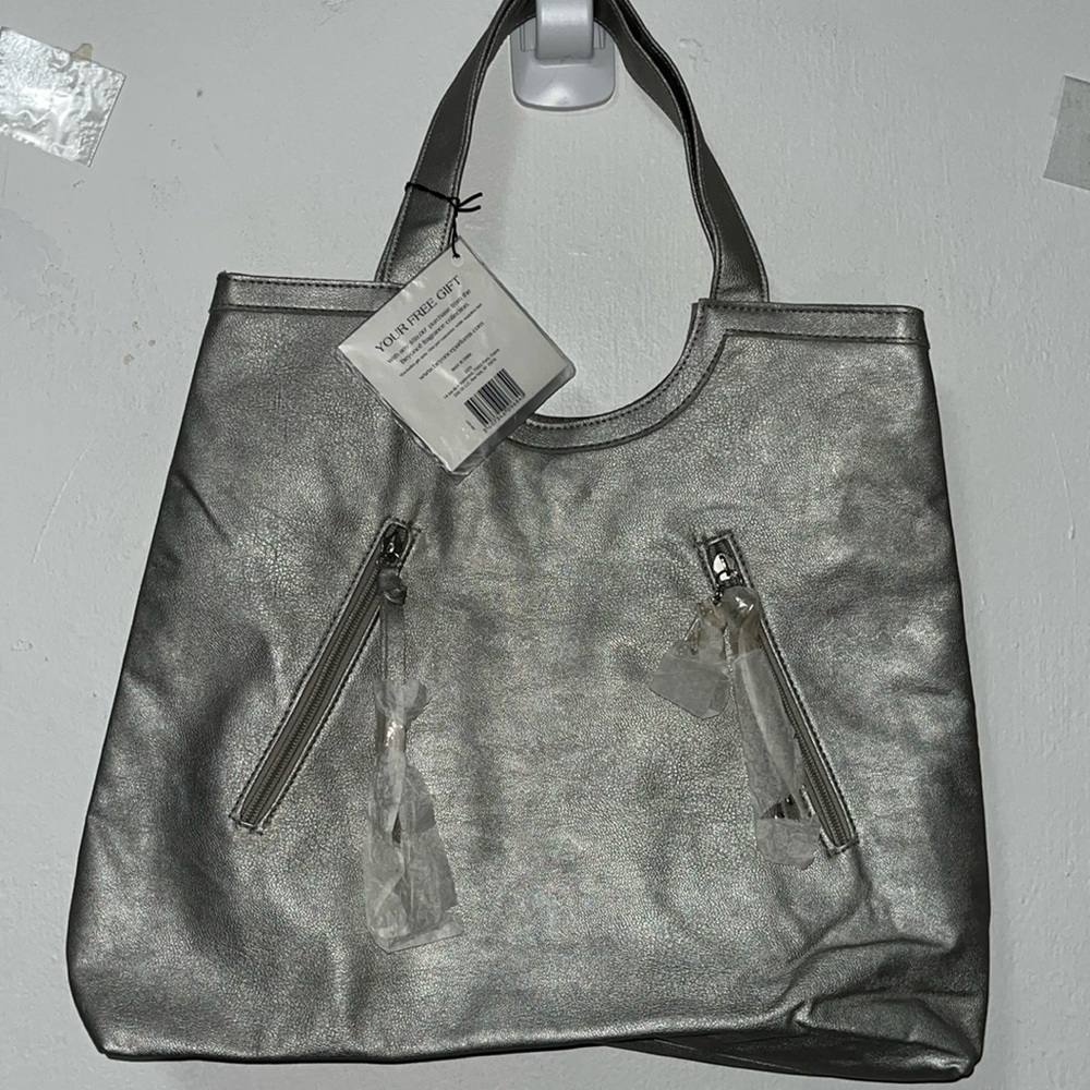 BEYONCE Fragrance Collection Large Metallic Fabric Tote Style Handbag - NWT